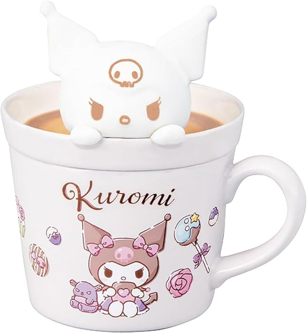 Sanrio SAN4551-4 Latte Art Kuromi 3D Mug with Lid, Approx. 8.1 fl oz (230 ml), Approx. 4.7 x 5.1 inches (12 x 13 cm) [Preorder -October 31]