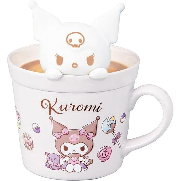 Sanrio SAN4551-4 Latte Art Kuromi 3D Mug with Lid, Approx. 8.1 fl oz (230 ml), Approx. 4.7 x 5.1 inches (12 x 13 cm) [Preorder -October 31]