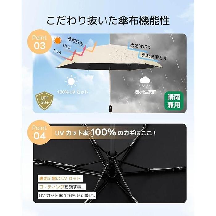 Ultra-Lightweight Foldable Umbrella – 100% UV Protection, Compact, One-Touch Auto Open/Close