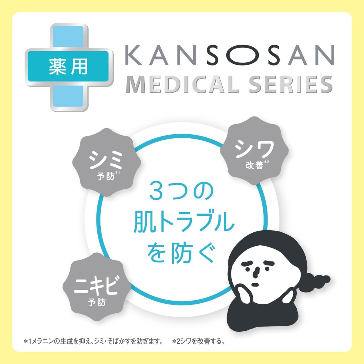KANSOSAN Medicated Moisturizing 3-in-1 Face Cream 50g – Niacinamide & Ceramides [Alcohol-free]