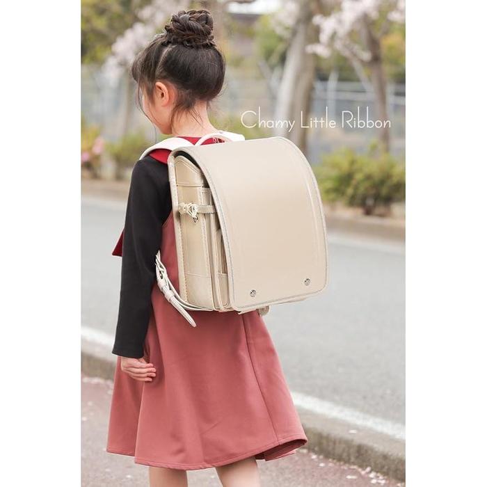 Amant Romantic Flower / Little Ribbon Japanese Randoseru School Backpack for Girls – Pearl Finish, 15L, Ultra Lightweight