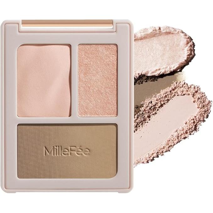 MilleFée Cheat Face Contour Palette – 3-in-1 Highlight & Shading [Alcohol-free]