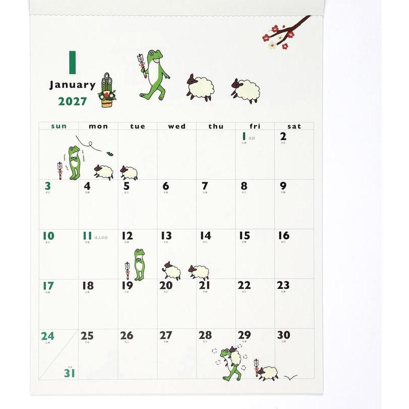 Calendario de Pared Frog Time (Kaeru no Jikan) 2027 – Greeting Life [Edición Japonesa]