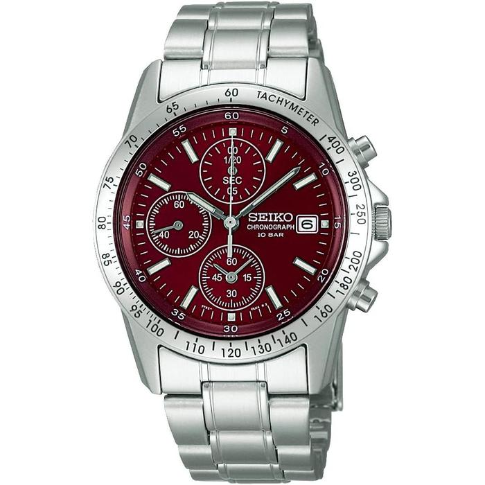 SEIKO Selection Men's Quartz Chronograph Watch SBTQ045 [Genuine] Silver with Red Dial