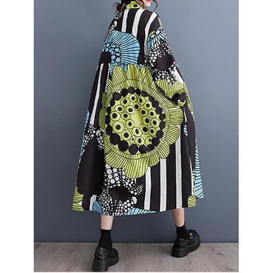 Minesam Long Shirt Dress - Flowers FREE SIZE