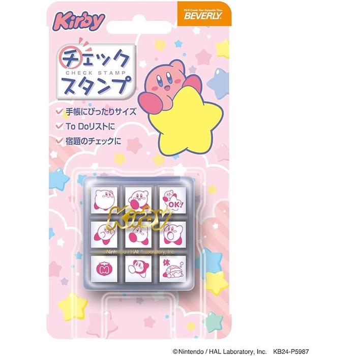 Beverly Kirby Star Stamp Set – 9 Mini Check Stamps with Cute Kirby Characters