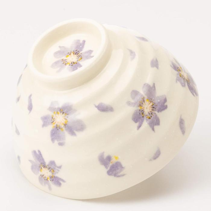 Mino Ware “Dancing Sakura” Rice Bowl – Purple