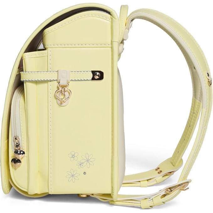 Mochila Escolar Randoseru Japonesa Amant Romantic Flower / Little Ribbon para Niñas – Acabado Perla, 15L, Ultra Ligera