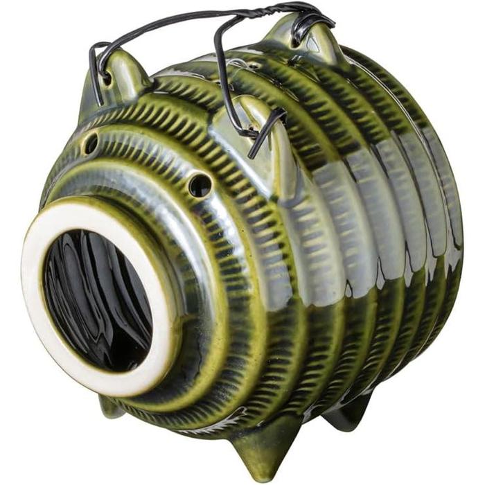 Banko Ware Mosquito Pig Coil Holder Oribe Green | Japanese Ceramic Mosquito Repellent Incense Burner