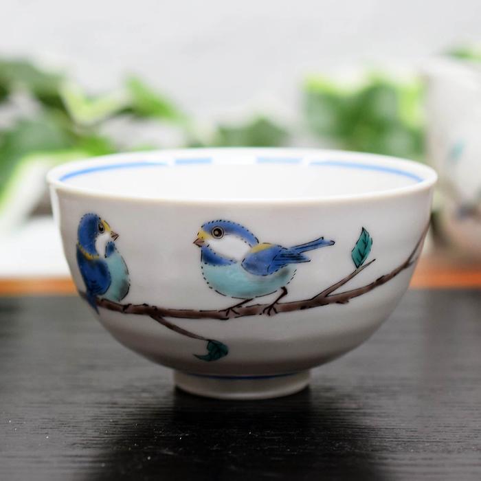 Wazano Kura Kutani Ware Rice Bowl – “Mountain Sparrow” Japanese Porcelain
