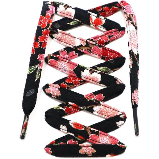 COCOLUCK Japanese Chirimen Shoelaces – 117cm Flat Laces for 5–6 Hole Sneakers, Stylish & Colorful, Souvenir Grand Prix Winner