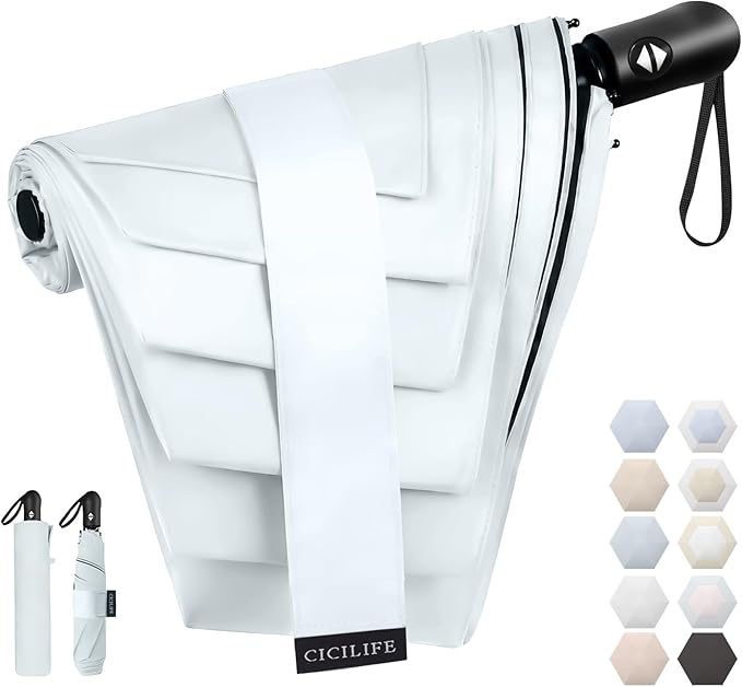 CICIBELLA Folding UV Parasol – 100% UV Protection, Full Blackout, Auto Open/Close