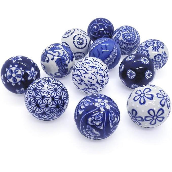 Floating Ceramic Ball Set – Traditional Dyed Pottery Orbs for Aquariums and Medaka Bowls (12 pcs, Ø 4cm)