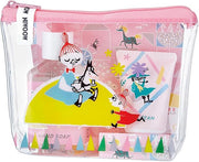 Moomin Clear Pouch Set with Mini Hand Soap & Hand Cream – Rose Scent [Alcohol-free]
