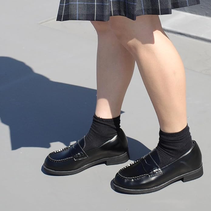 AmiAmi 2-Way Kvinne Skole Loafers – Myke Syntetiske Lær Slip-On Sko