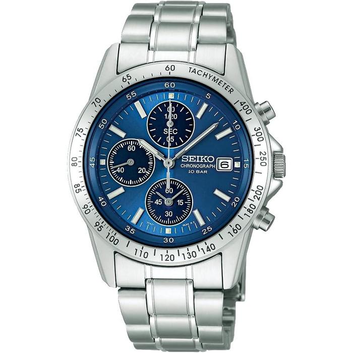 Seiko Selection SBTQ071 Men’s Quartz Chronograph Watch – Blue Dial Stainless Steel 100m Water Resistant