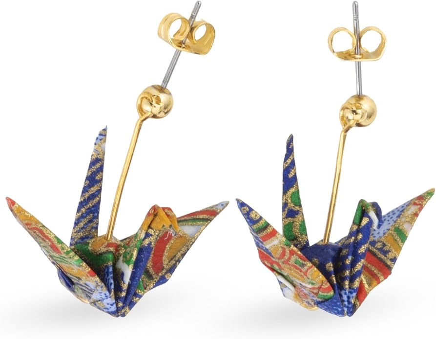 Noren Handmade Origami Earrings – Washi and Surgical Stainless Steel