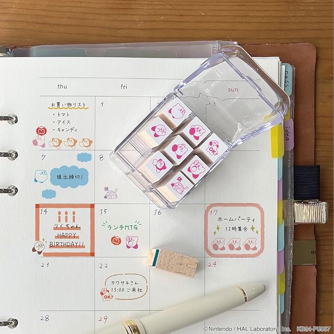 Beverly Kirby Star Stamp Set – 9 Mini Check Stamps with Cute Kirby Characters