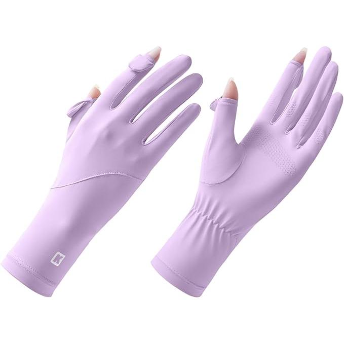 [PALAME] Women's UV Protection Gloves – Cloud-Like Ice Silk, UPF50+ Cooling Comfort [25cm, Fingerless, Smartphone-Compatible]