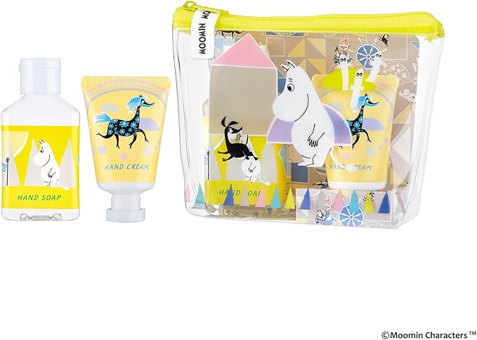 Moomin Clear Pouch Set with Mini Hand Soap & Hand Cream – Grapefruit Scent [Alcohol-free]