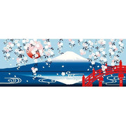 Tenugui towel with Hamamonyou (Weeping Sakura and Reflected Mount Fuji) - (100% cotton)