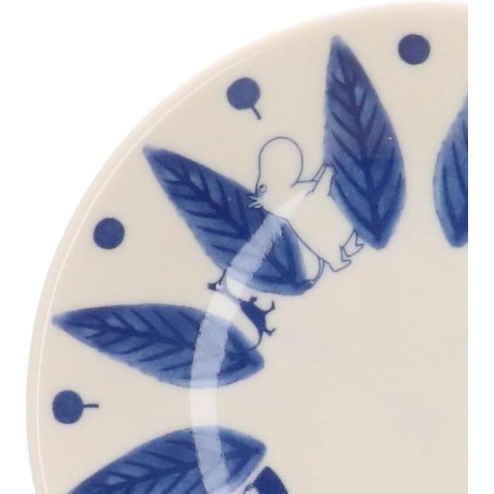 Moomin Blue Flora 13 cm Ceramic Plate – Leaf Design | Yamaka Japan (Microwave & Dishwasher Safe)
