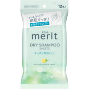 Merit DayPlus Dry Shampoo Sheet – Refreshing & Clean White Green Fragrance, 12 Pieces [With Alcohol]