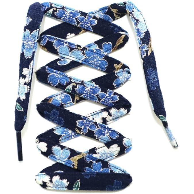 COCOLUCK Japanese Chirimen Shoelaces – 117cm Flat Laces for 5–6 Hole Sneakers, Stylish & Colorful, Souvenir Grand Prix Winner