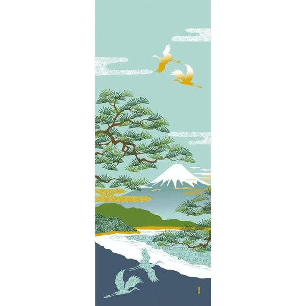 Tenugui towel with Hamamonyou (Miho no Matsubara Landscape) - (100% cotton)