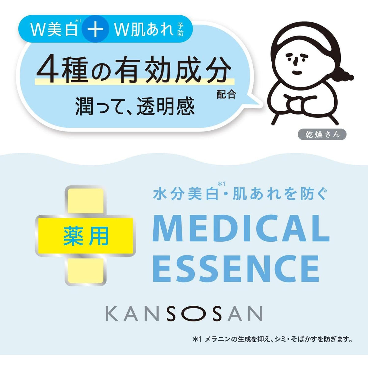 KANSOSAN Medicated Moisture Brightening Essence 48mL – Vitamin C, Arbutin & Tranexamic Acid [Alcohol-free]