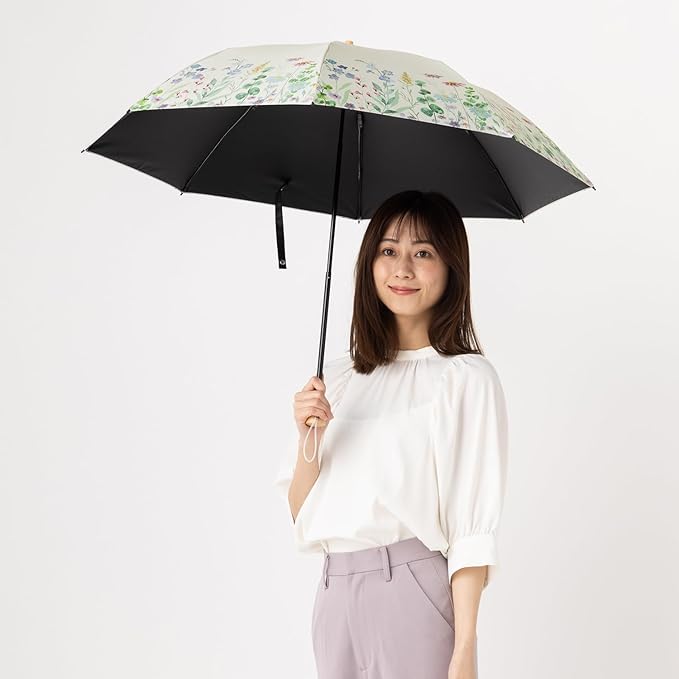 LIEBEN Folding Parasol – Cool Plus UV Thermal Shielding, Women's Umbrella, Botanical pattern