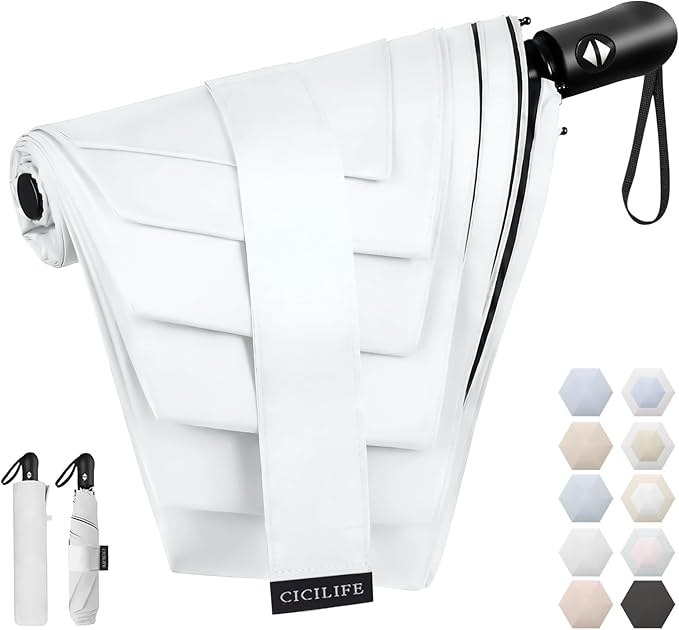 CICIBELLA Folding UV Parasol – 100% UV Protection, Full Blackout, Auto Open/Close