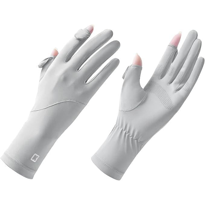 [PALAME] Women's UV Protection Gloves – Cloud-Like Ice Silk, UPF50+ Cooling Comfort [25cm, Fingerless, Smartphone-Compatible]