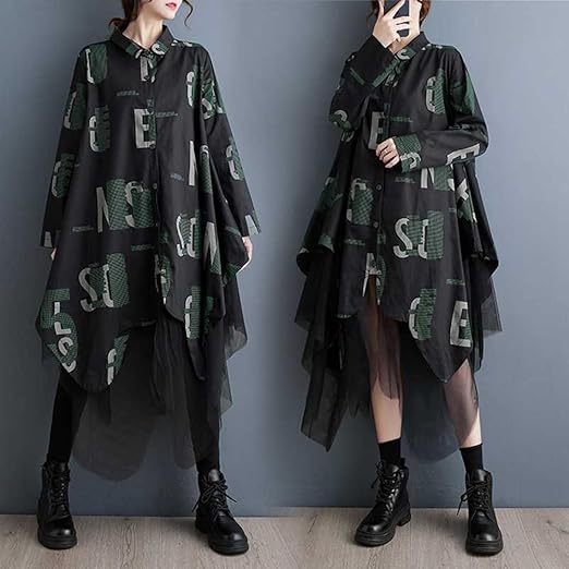 Minesam Long Shirt Dress - Black and moro FREE SIZE