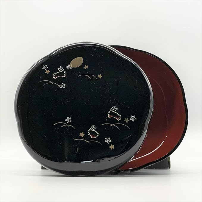 Miyamoto Sangyo Dream Rabbit Plum-Shaped Confectionery Box | Japanese Candy & Pastry Container, Black