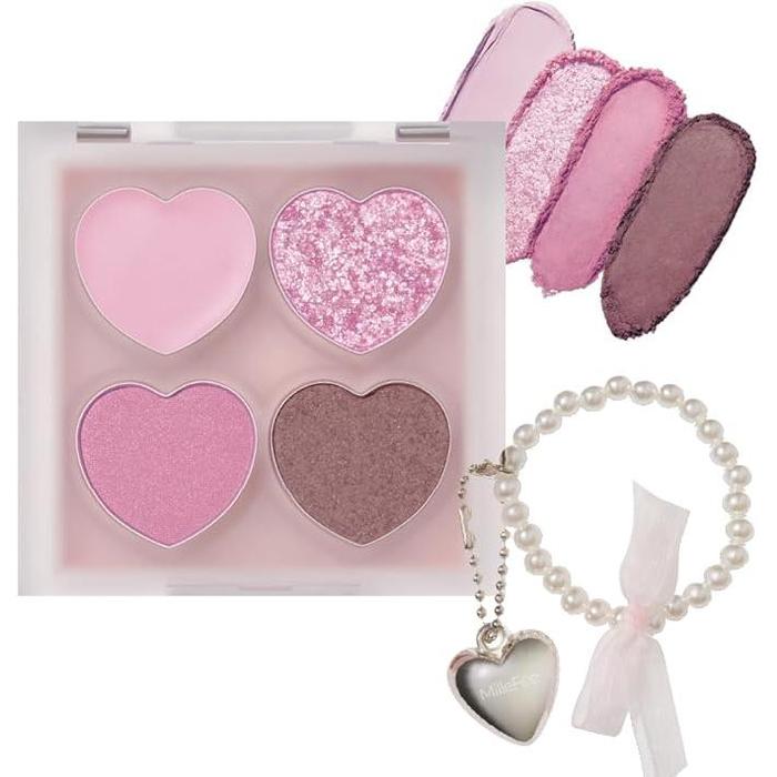 MilleFée Puffy Tear Bag Palette – 4-in-1 Eye Shadow, Concealer & Glitter [Alcohol-Free]