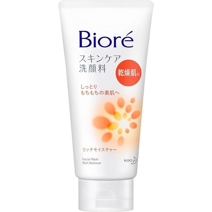 Bioré Skincare Facial Cleanser Rich Moisture – Japanese Face Wash for Dry Skin 130g (Non Alcohol)