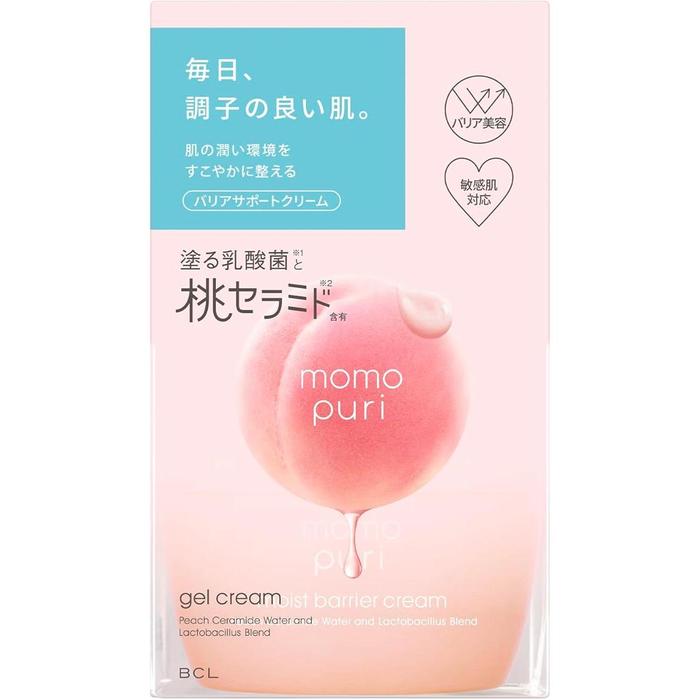 BCL Momopuri Moisturizing Barrier Cream – Hydrating Peach Ceramide Cream, 80g [Alcohol-Free]