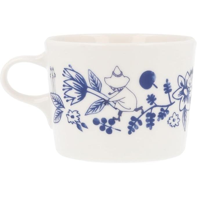 Moomin Blue Flora Ceramic Mug 260 ml – Cobana Small Flower Design | Yamaka Japan (Microwave & Dishwasher Safe)