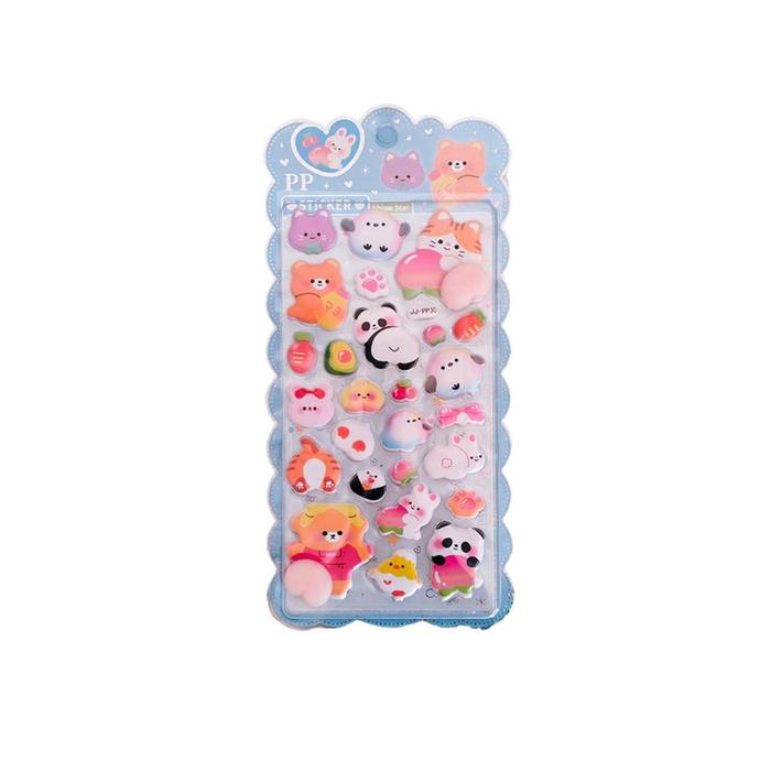3D Puffy Animal Stickers – 1 Sheet (8 Designs Available)