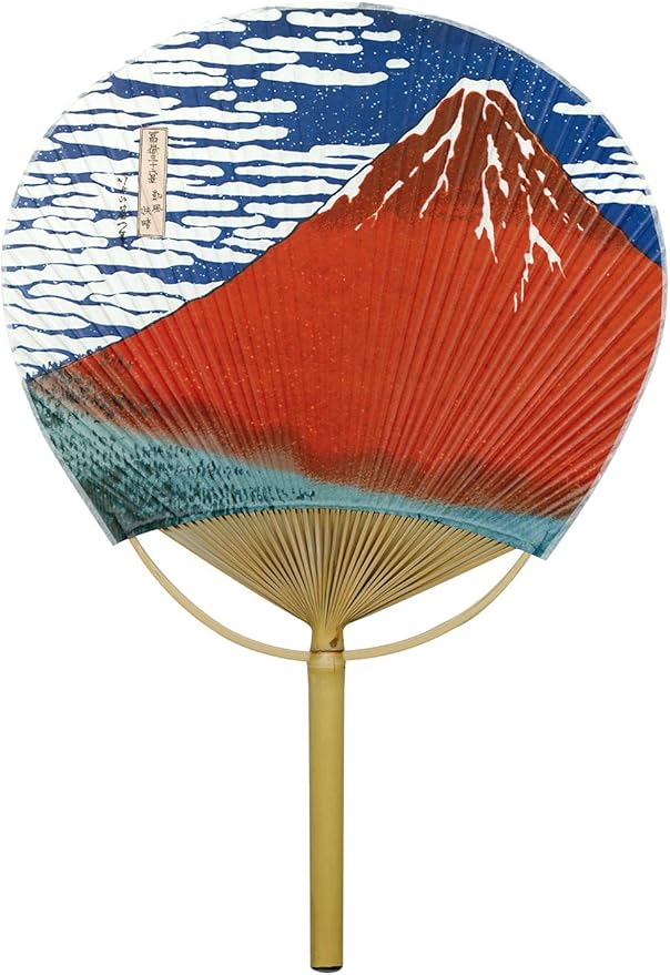 Japanese Hokusai Uchiwa Fan - Traditional Bamboo Hand Fan 28 × 41 cm