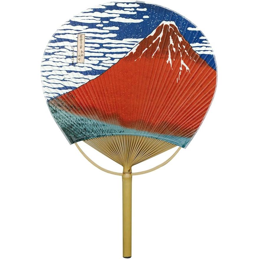 Japanese Hokusai Uchiwa Fan - Traditional Bamboo Hand Fan 28 × 41 cm