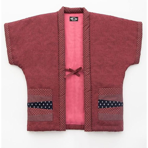 Watanosato Women's Sleeveless Hanten Jacket – Kurume-ori Fabric, Cotton-Padded, Traditional Japanese Design