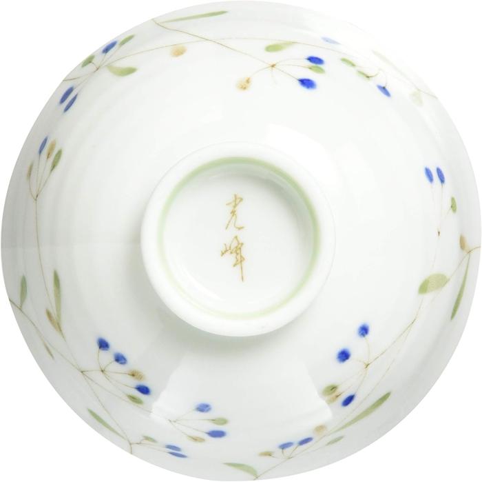 Mino Ware Lightweight Rice Bowl – Blue Kinomi Nut Design