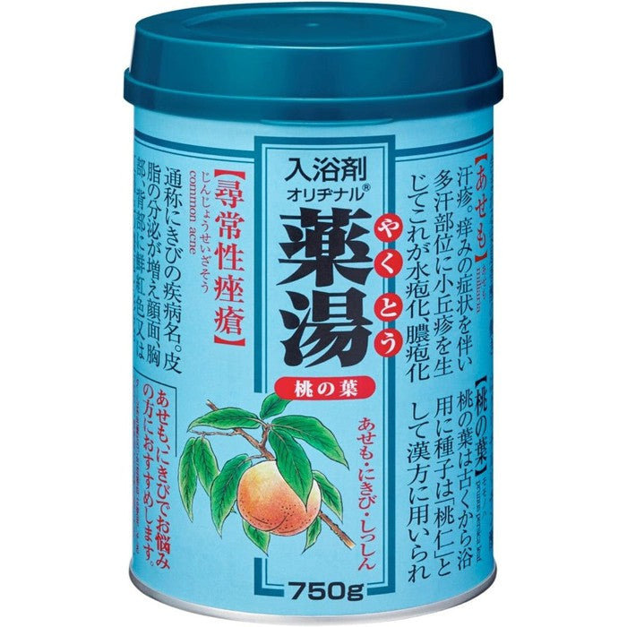 Original Yakuto Medicinal Peach Leaf Bath Salt - Hydrating Bath Salt with Peach Leaf Extract for Skin Nourishment and Relaxation 750g [No Alcohol]