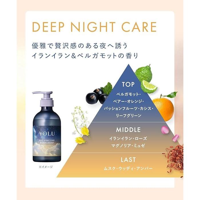 YOLU Deep Night Care Body Soap – High Moisture Dry Skin Care with Collagen & Jojoba Oil 537g [Alcohol-free]