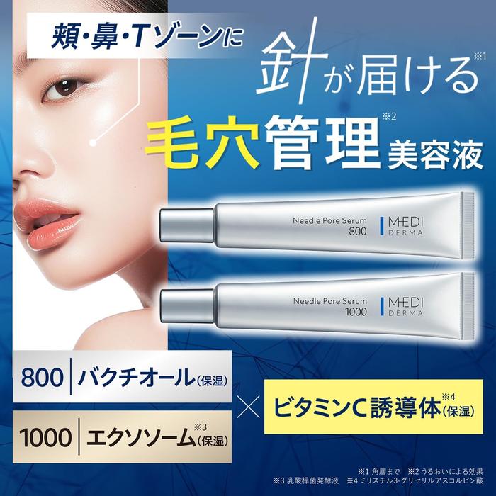MEDIDERMA Needle Pore Serum 800 – Bakuchiol, Niacinamide & Vitamin C | Pore-Refining Essence 12g [Alcohol-free]