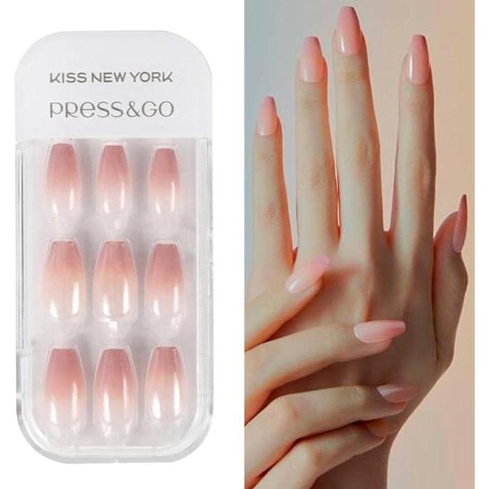 Kiss New York Official Store CPG Nail Tips – Easy One-Touch Installation, Press & Go Coffin, (CPG) 30 Pieces