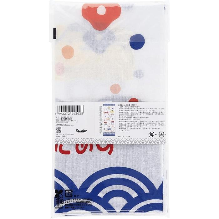 Marushin Sanrio Characters Tenugui Towel – Everyone with Sushi 34×90cm, 100% Cotton Made in Japan