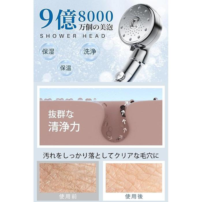 [2025 New Release] TIKUNO Micro Nano Bubble Shower Head – Adjustable, Water-Saving, & High Cleaning Power